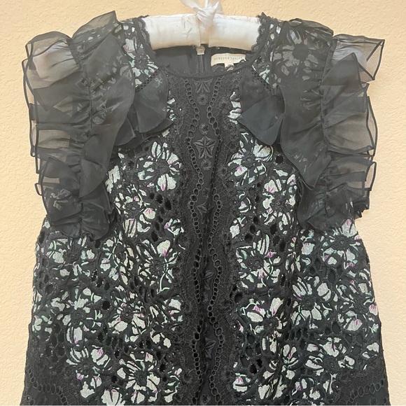 Rebecca Taylor NWOT SILK Sleeveless Floral Embroidery Ruffle Mini Dress B17/20 - Picture 6 of 16